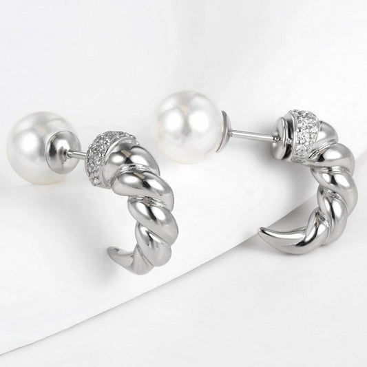 Pendientes de Aleación Bañado en Oro con Cristal Emporia® Blanco