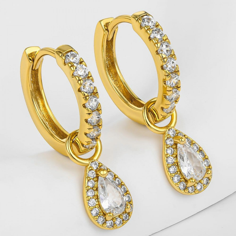 Pendientes de Aleación Bañado en Oro con Cristal Emporia® Blanco 1 