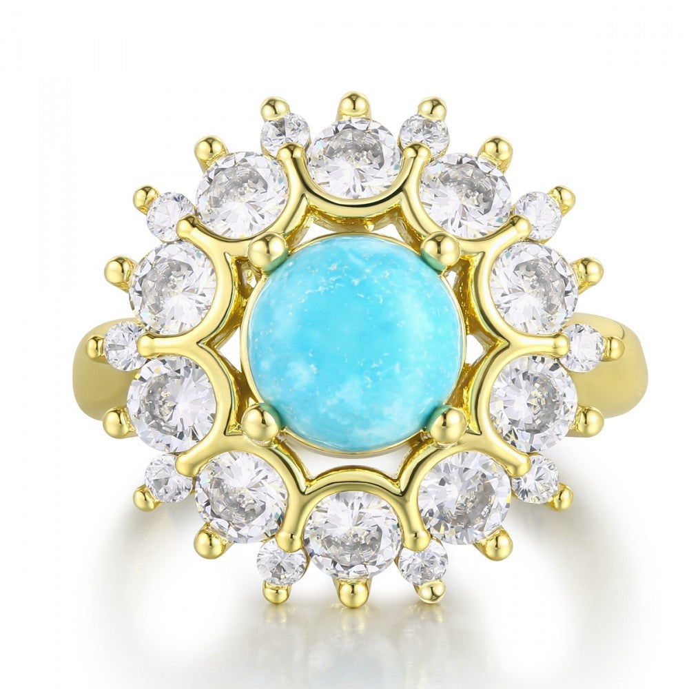 Anillo de Aleación Bañado en Oro con Cristal Emporia® Azul 1 