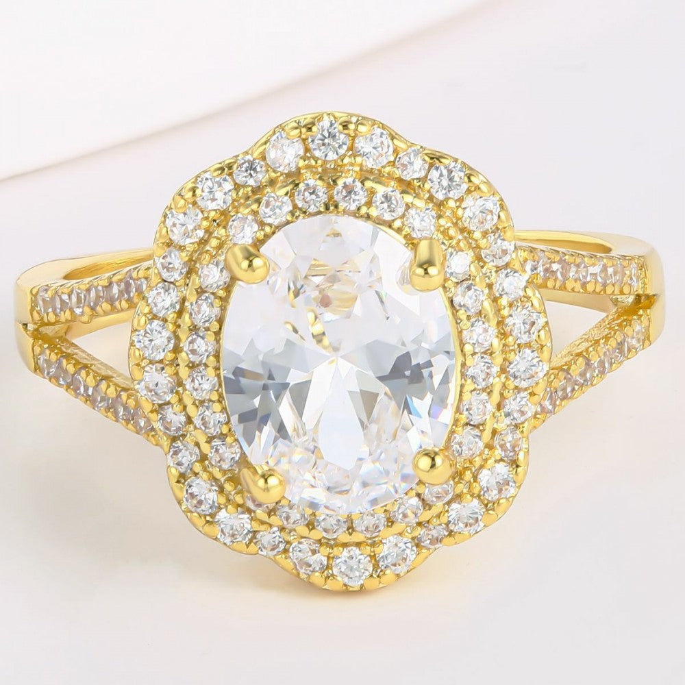 Anillo de Aleación Bañado en Oro con Cristal Emporia® Blanco 1 