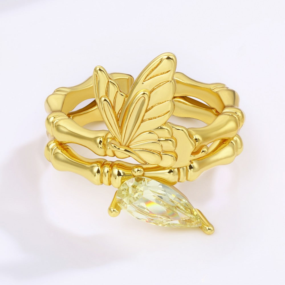 Anillo de Aleación Bañado en Oro con Cristal Emporia® Blanco