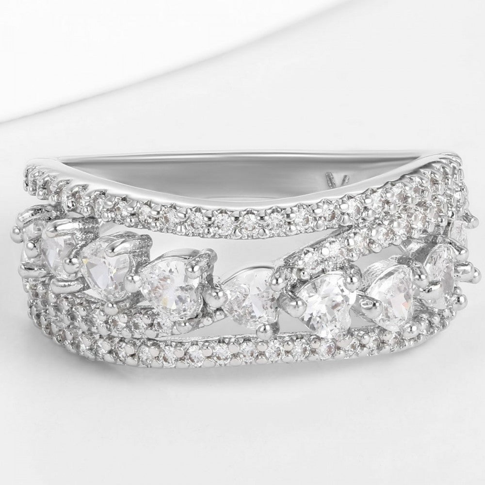 Anillo de Aleación Bañado en Oro con Cristal Emporia® Blanco 1 