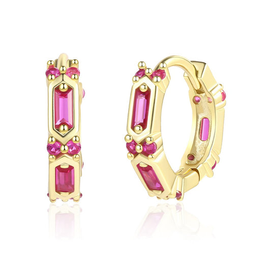 Pendientes de Aleación Bañado en Oro con Cristal Emporia® Rojo