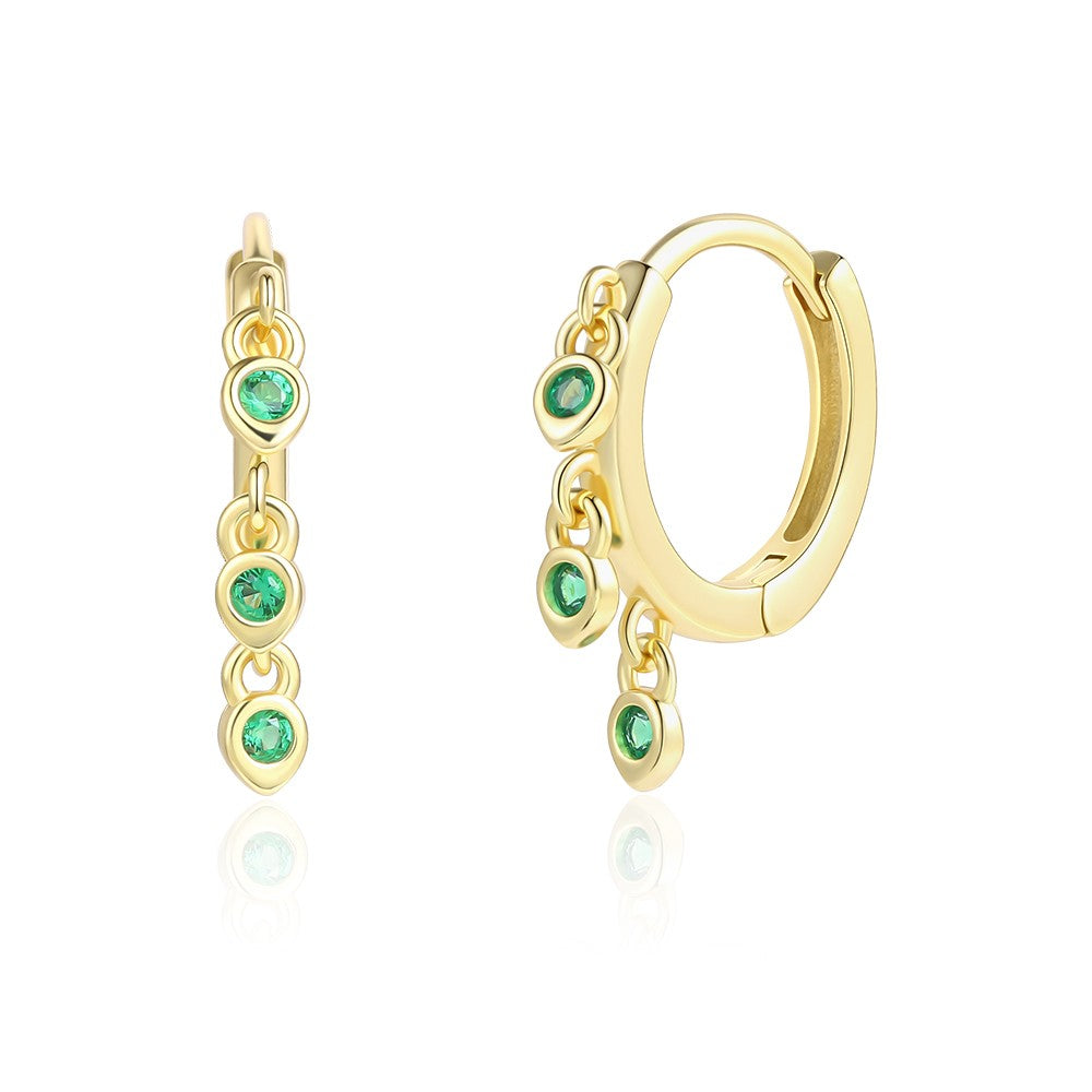 Pendientes de Aleación Bañado en Oro con Cristal Emporia® Verde 1 