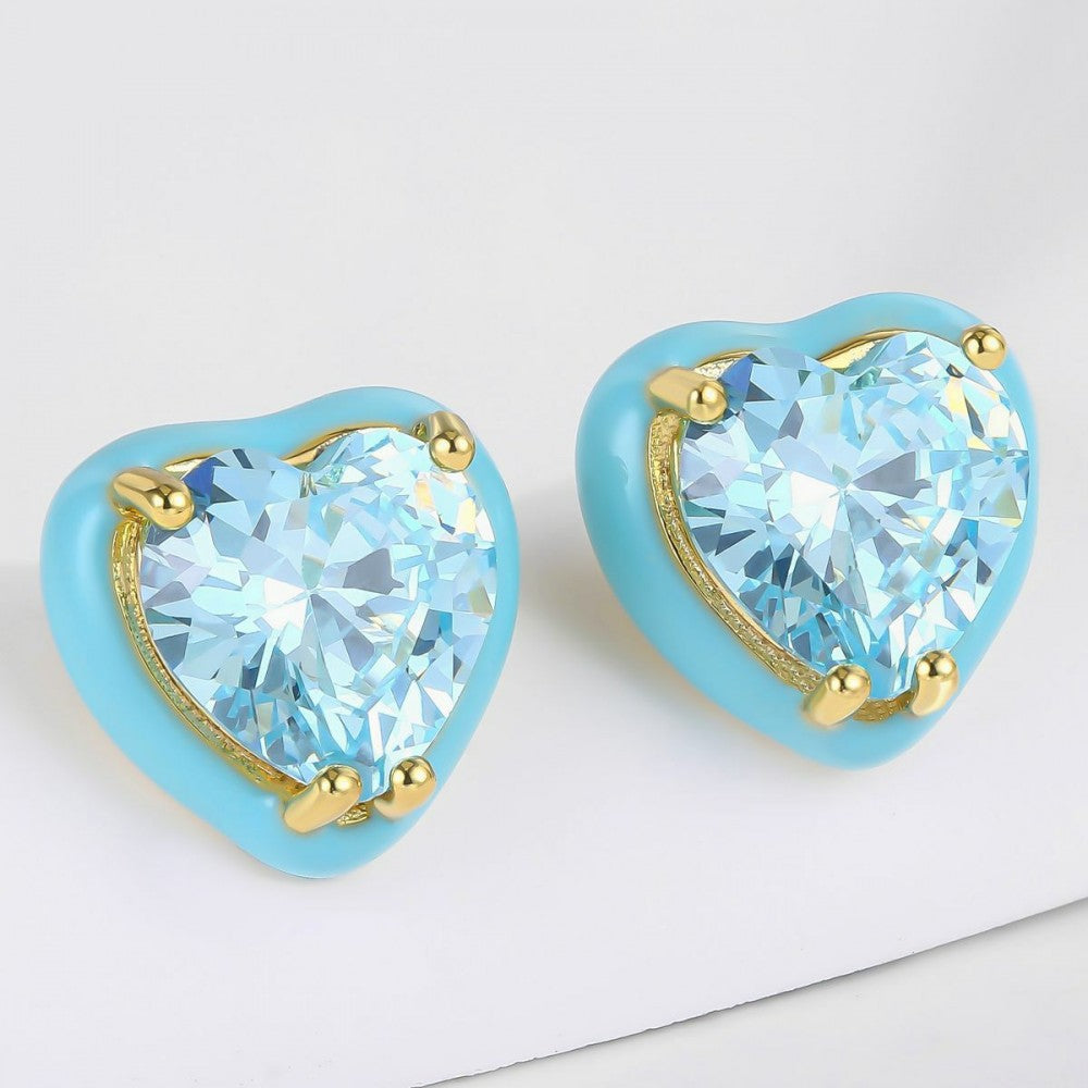 Pendientes de Aleación Bañado en Oro con Cristal Emporia® Azul 1 