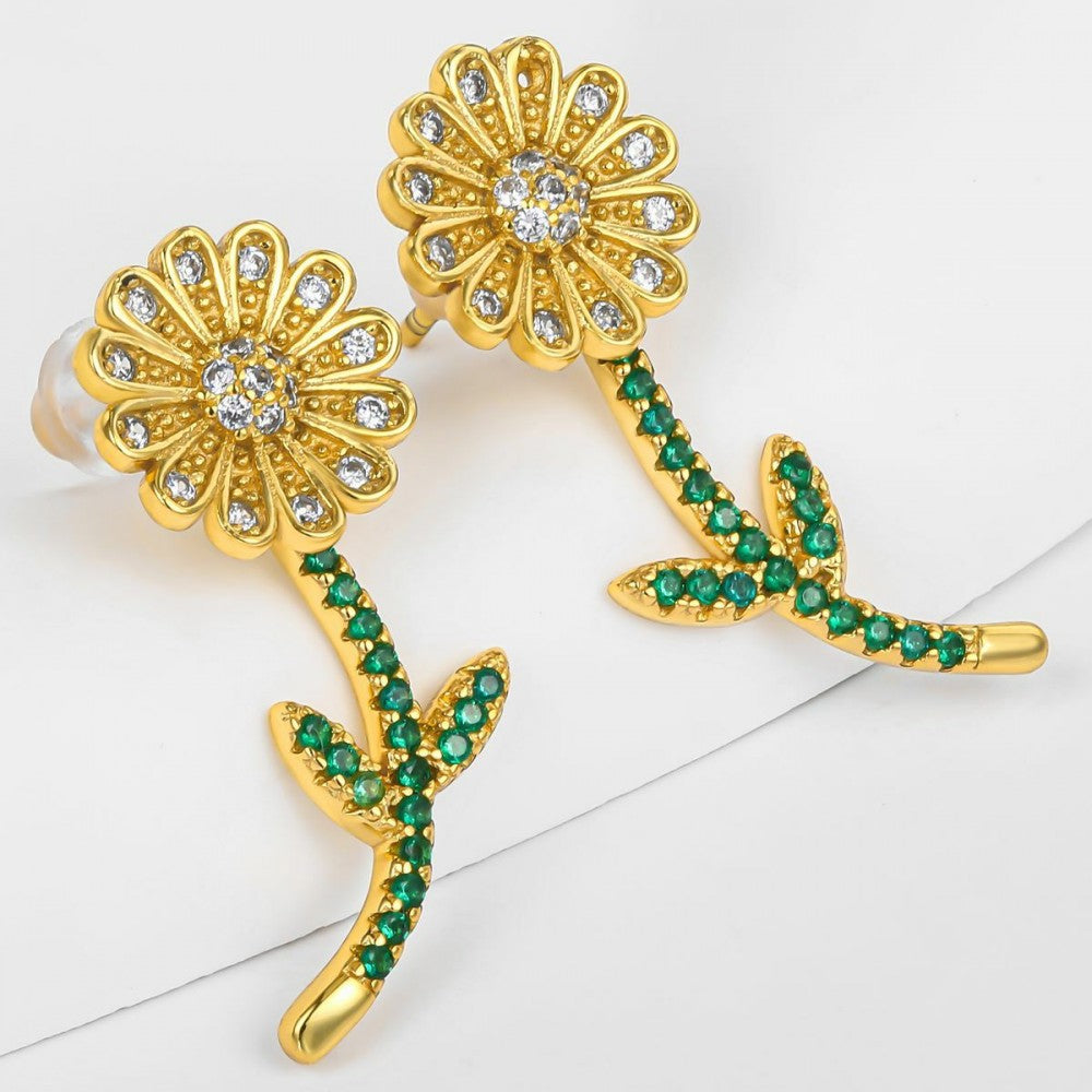Pendientes de Aleación Bañado en Oro con Cristal Emporia® Verde 1 