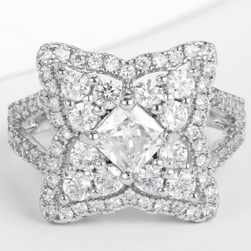 Anillo de Aleación Bañado en Oro con Cristal Emporia® Blanco 1 