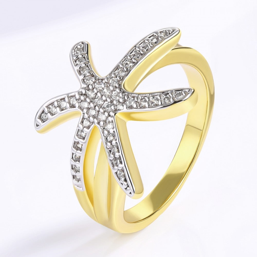Anillo de Aleación Bañado en Oro con Cristal Emporia® Blanco 1 