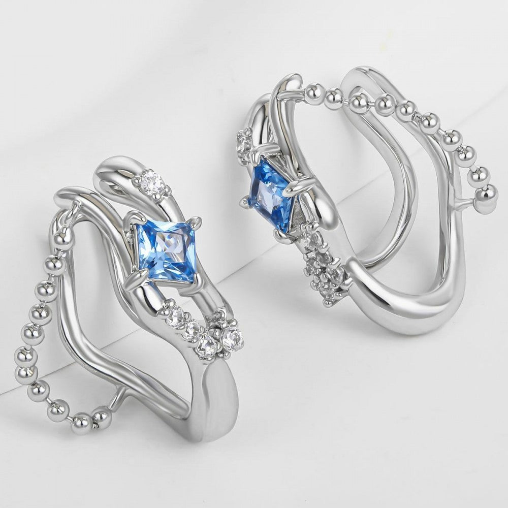 Pendientes de Aleación Bañado en Oro con Cristal Emporia® Azul