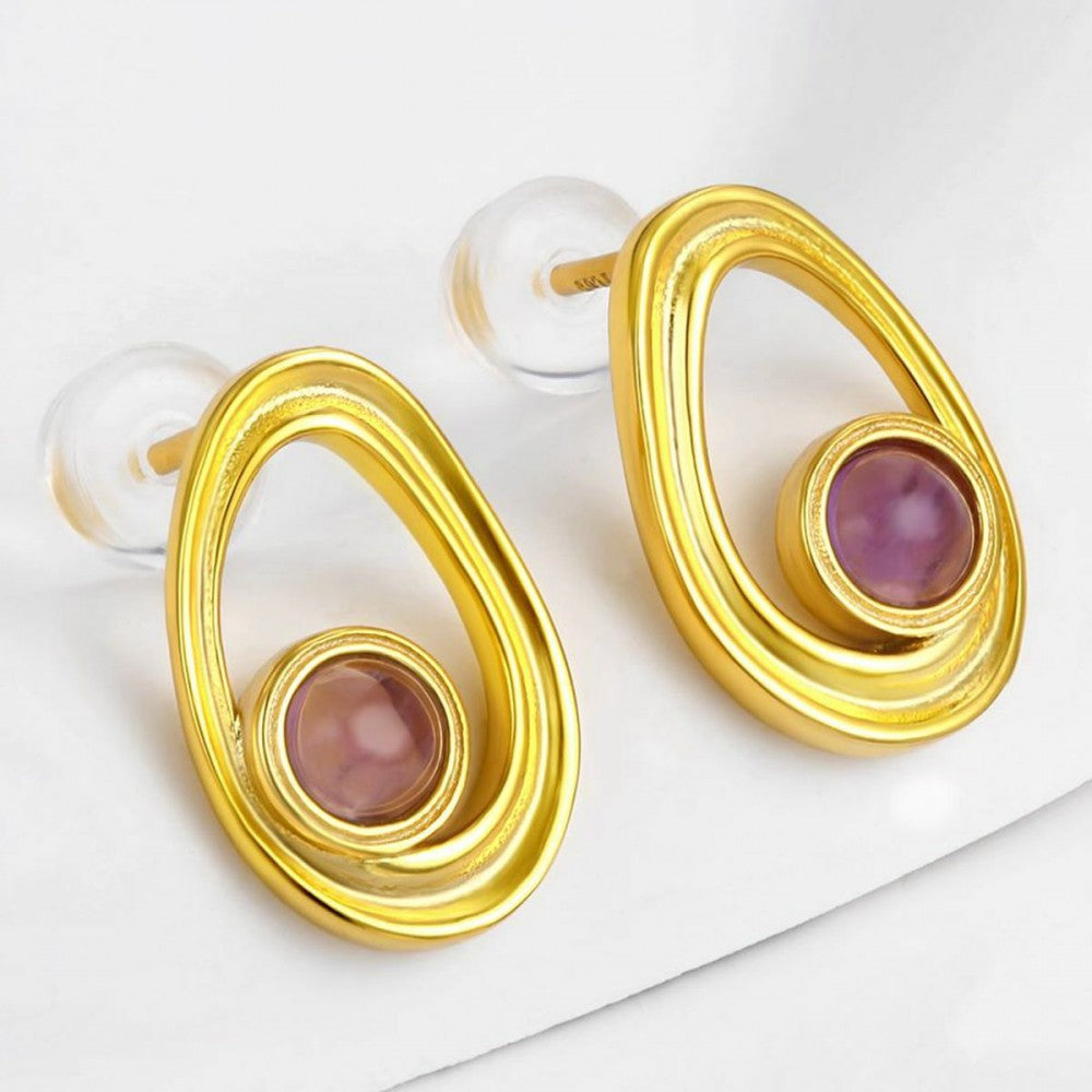 Pendientes de Aleación Bañado en Oro con Cristal Emporia® Púrpura 1 