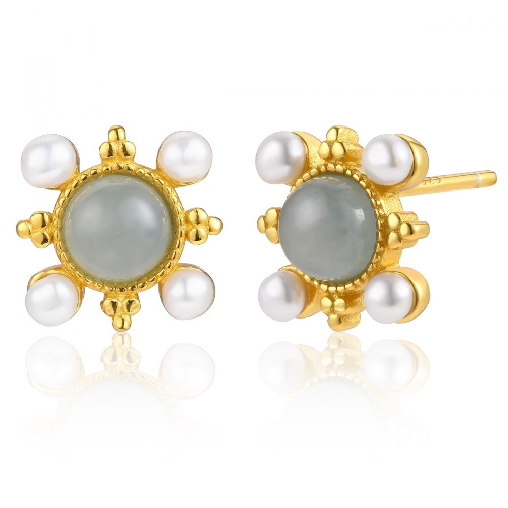 Pendientes de Aleación Bañado en Oro con Cristal Emporia® Blanco 1 