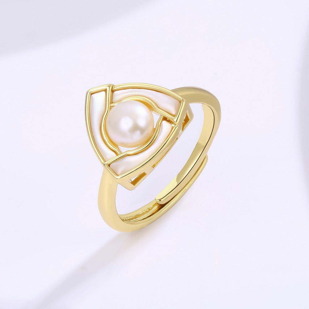 Anillo de Aleación Bañado en Oro con Cristal Emporia® Blanco 1 