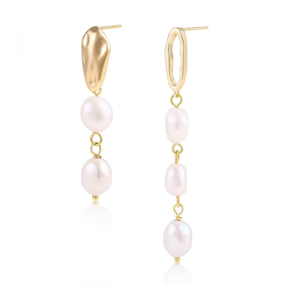 Pendientes de Aleación Bañado en Oro con Cristal Emporia® Blanco