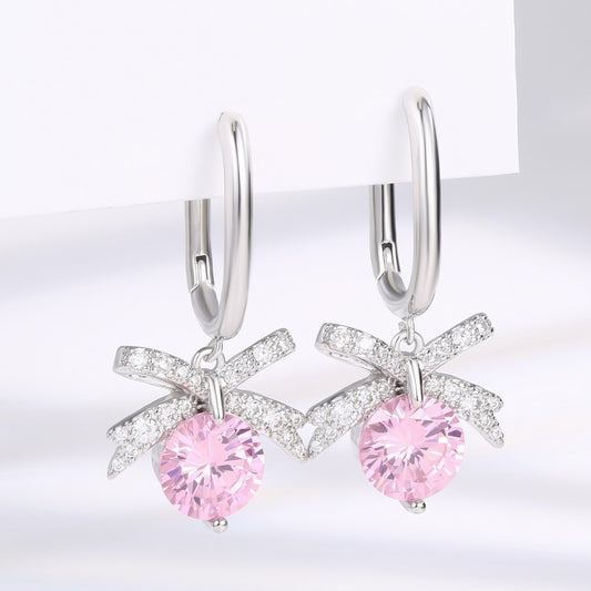 Pendientes de Aleación Bañado en Oro con Cristal Emporia® Rosa