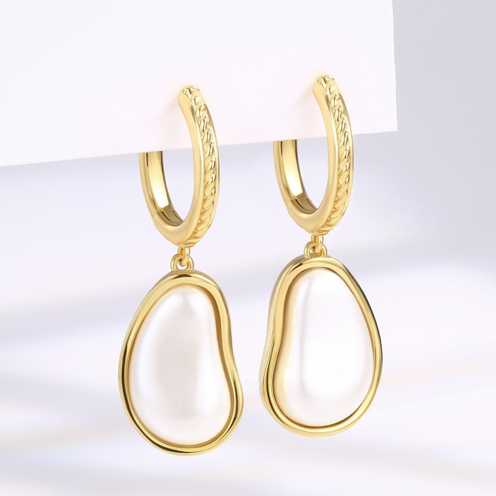 Pendientes de Aleación Bañado en Oro con Cristal Emporia® Blanco