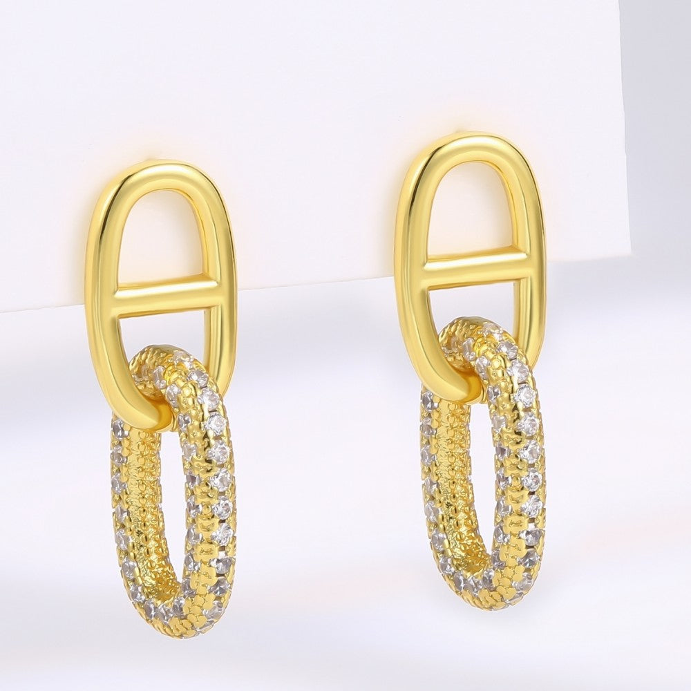 Pendientes de Aleación Bañado en Oro con Cristal Emporia® Blanco 1 