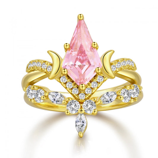 Anillo de Aleación Bañado en Oro con Cristal Emporia® Rosa