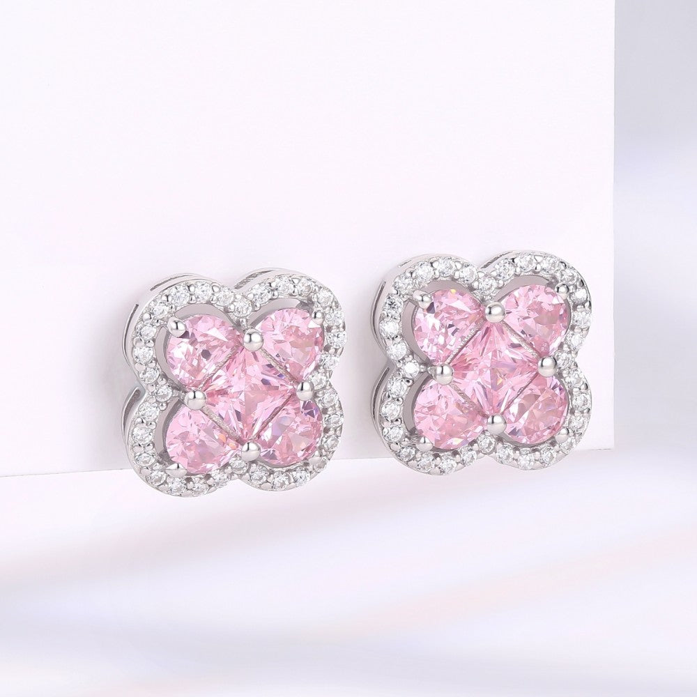 Pendientes de Aleación Bañado en Oro con Cristal Emporia® Rosa