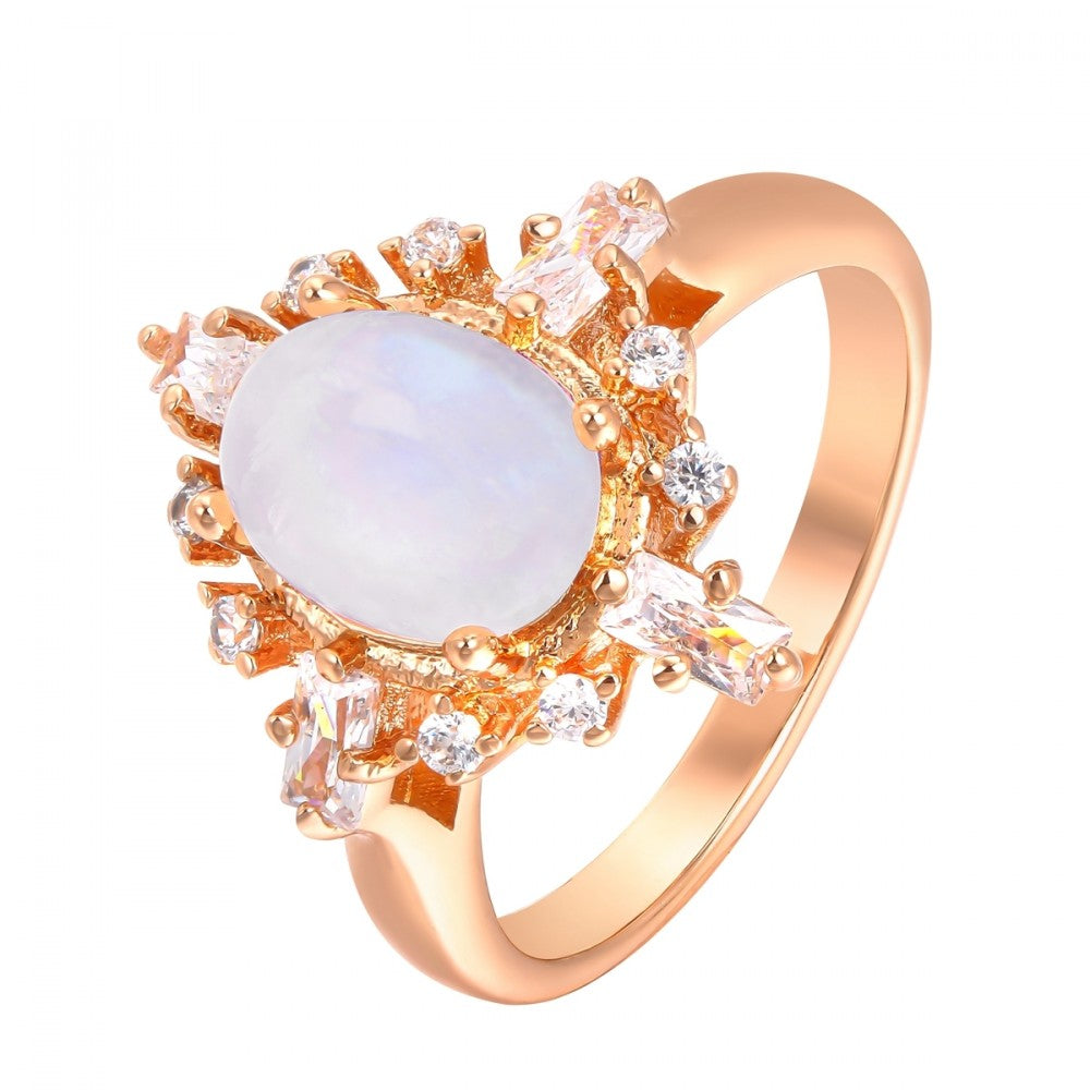 Anillo de Aleación Bañado en Oro con Cristal Emporia® Blanco 1 