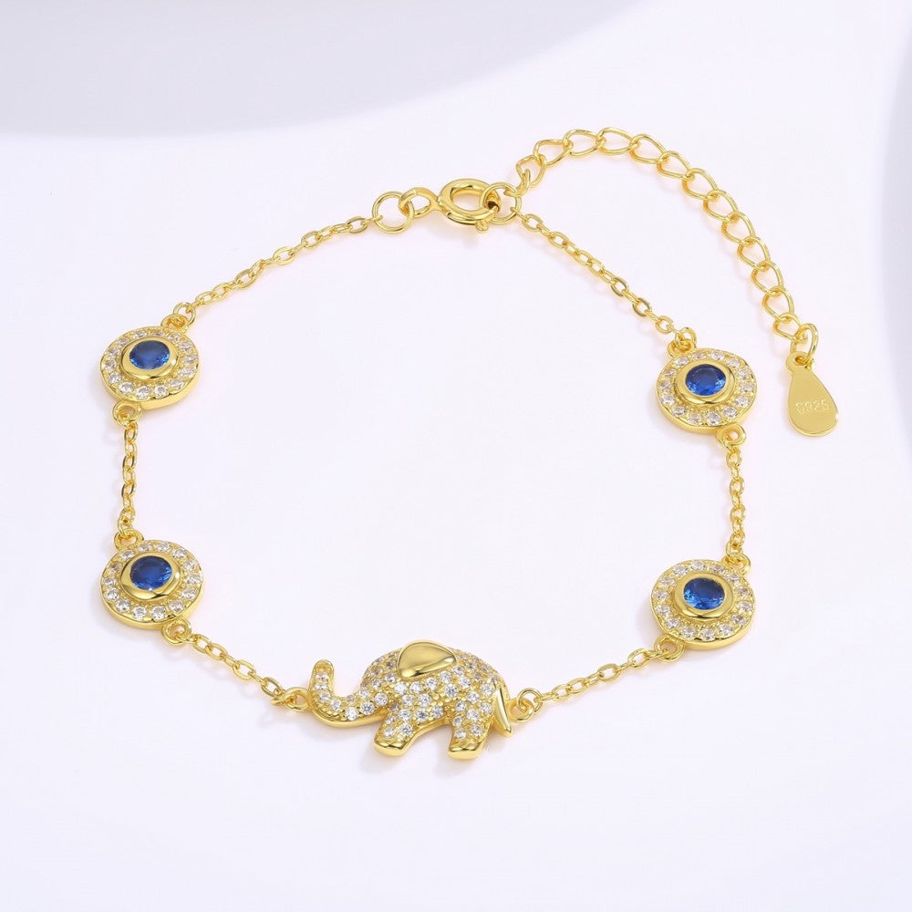 Pulsera de Aleación Bañado en Oro con Cristal Emporia® Azul 1 
