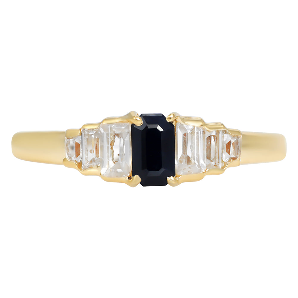 Anillo de Plata Bañada en Oro con Topacio Blanco 2 