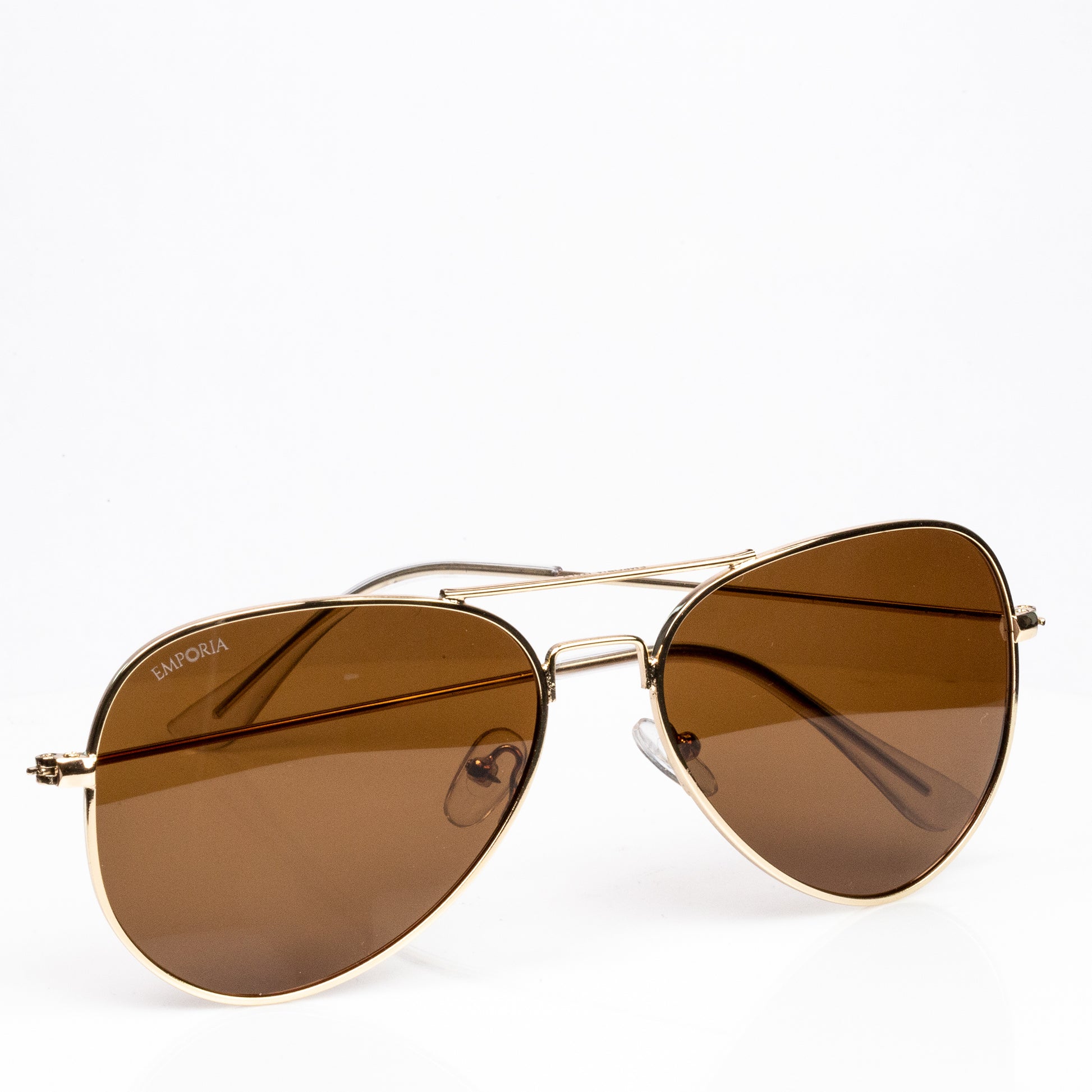 Emporia Italy - Gafas de sol piloto "DESIERTO", gafas de sol polarizadas con filtro UV con estuche y paño de limpieza, lentes marrón claro, montura dorada 3 