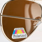 Emporia Italy - Gafas de sol piloto "DESIERTO", gafas de sol polarizadas con filtro UV con estuche y paño de limpieza, lentes marrón claro, montura dorada