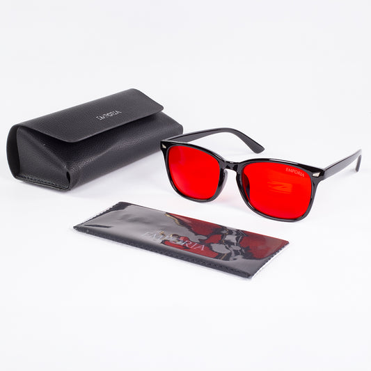 EMPORIA bluelight blocking glasses, red lens, black frame