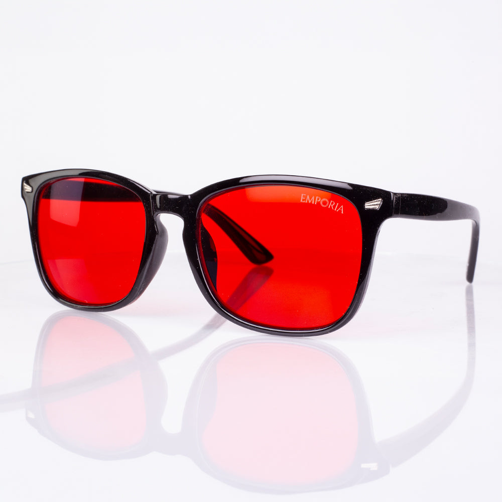 EMPORIA bluelight blocking glasses, red lens, black frame
