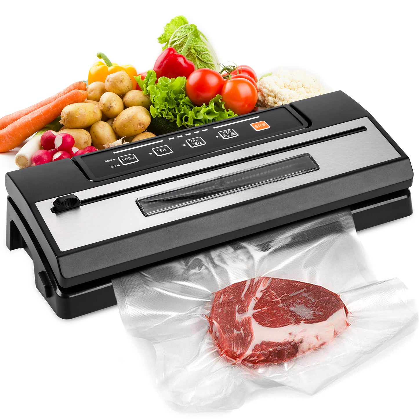 Vacuum Sealer with Pulse Function and built-in Bag cutter, black