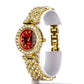 Reloj de Aleación Bañado en Oro con Cristal Emporia® Rojo y Cristal Emporia® Blanco ( Collar +Pendientes +Pulsera )