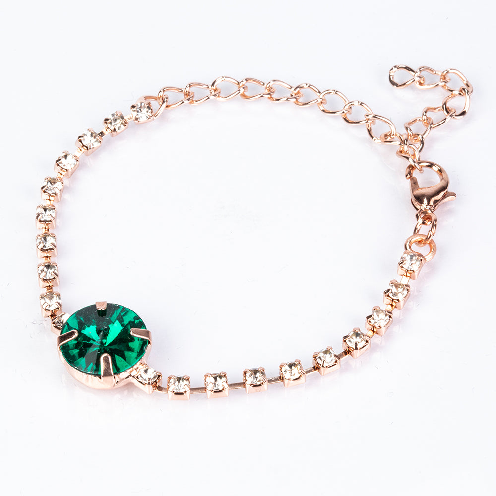 Reloj de Aleación Bañado en Oro con Cristal Emporia® Verde y Cristal Emporia® Blanco ( Collar +Pendientes +Pulsera +Anillo +Colgante )
