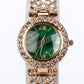 Reloj de Aleación Bañado en Oro con Cristal Emporia® Verde y Cristal Emporia® Blanco ( Collar +Pendientes +Pulsera +Anillo +Colgante )