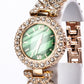 Reloj de Aleación Bañado en Oro con Cristal Emporia® Verde y Cristal Emporia® Blanco ( Collar +Pendientes +Pulsera +Anillo +Colgante )