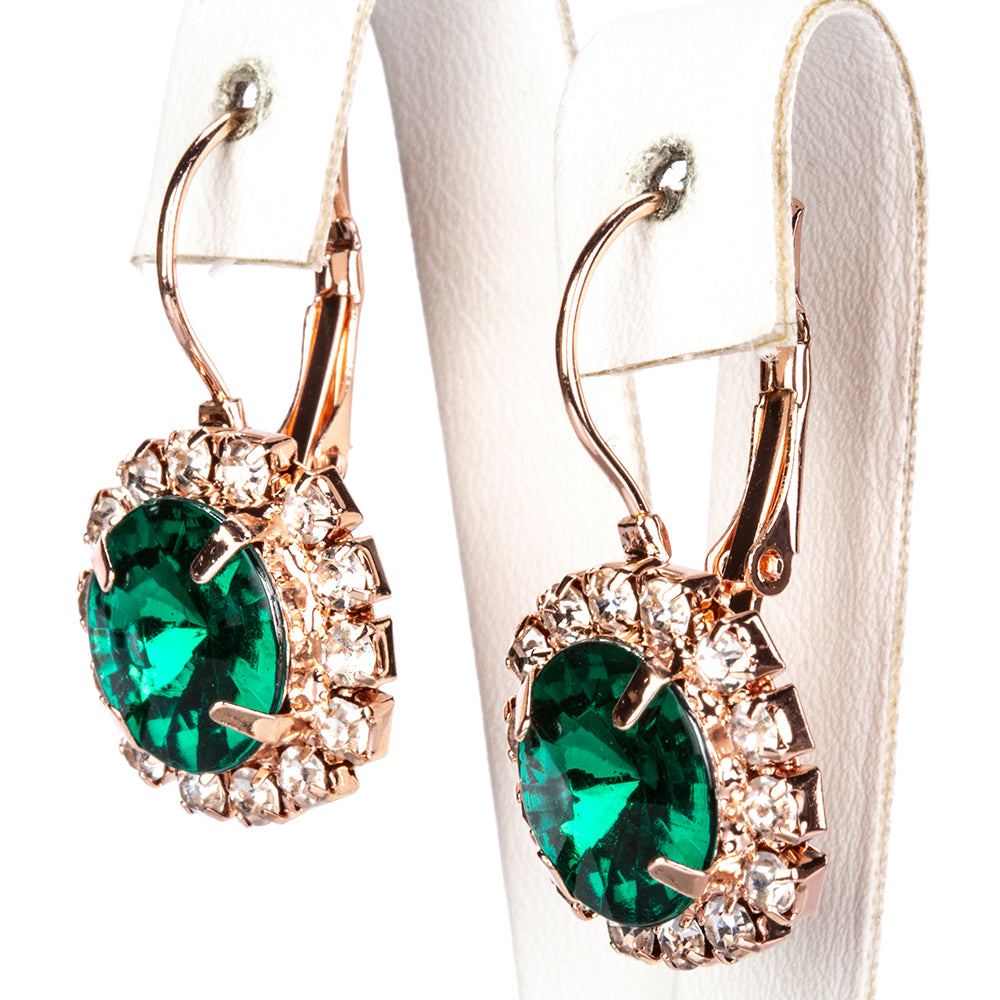 Reloj de Aleación Bañado en Oro con Cristal Emporia® Verde y Cristal Emporia® Blanco ( Collar +Pendientes +Pulsera +Anillo +Colgante )