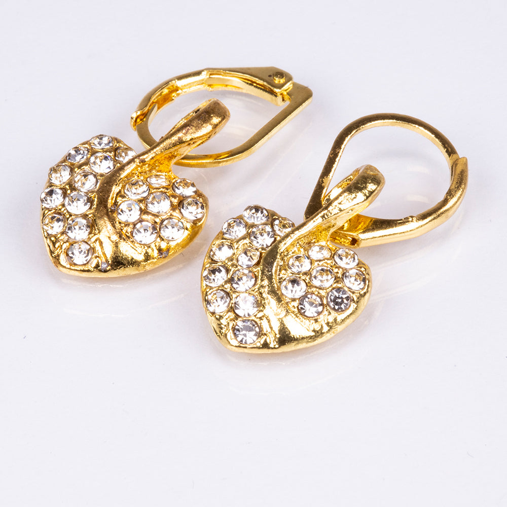 Conjunto de joyería Emporia de 5 piezas, de alta calidad y en tono dorado, presentado en una exclusiva caja de regalo con efecto piel (incluye reloj, pulsera, collar, pendientes y anillo, con cristal blanco Emporia). 4 