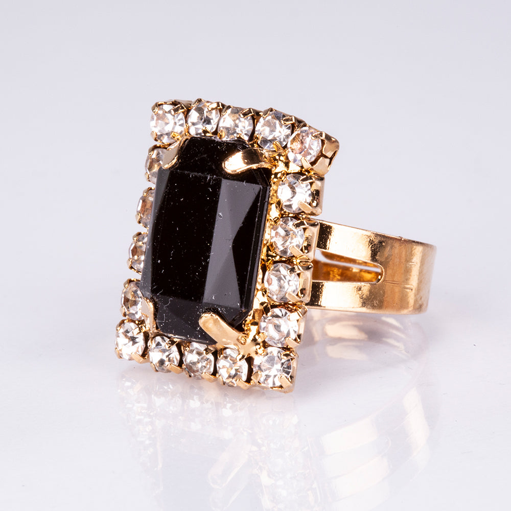 Conjunto de joyas Emporia de 5 piezas, de alta calidad y en tono dorado, presentado en una exclusiva caja de regalo con efecto piel (incluye reloj, pulsera, collar, pendientes y anillo, con cristales Emporia blancos y negros). 8 