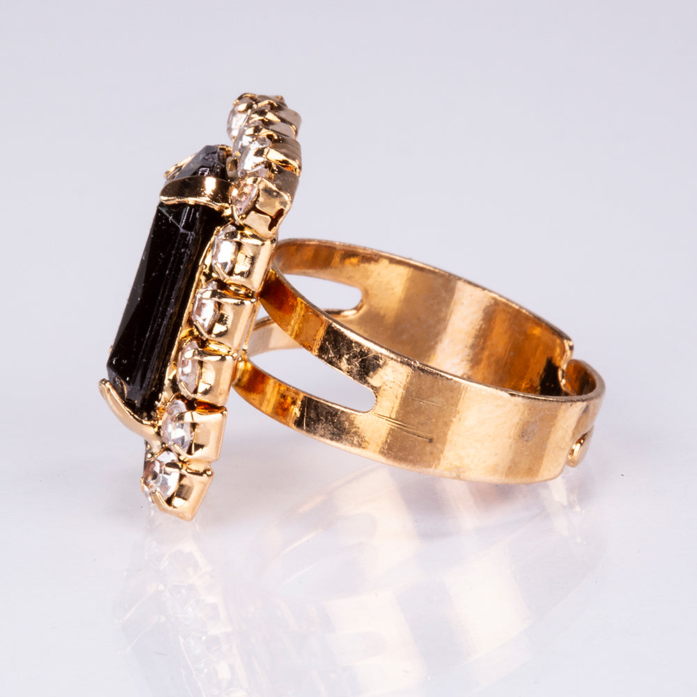 Conjunto de joyas Emporia de 5 piezas, de alta calidad y en tono dorado, presentado en una exclusiva caja de regalo con efecto piel (incluye reloj, pulsera, collar, pendientes y anillo, con cristales Emporia blancos y negros).