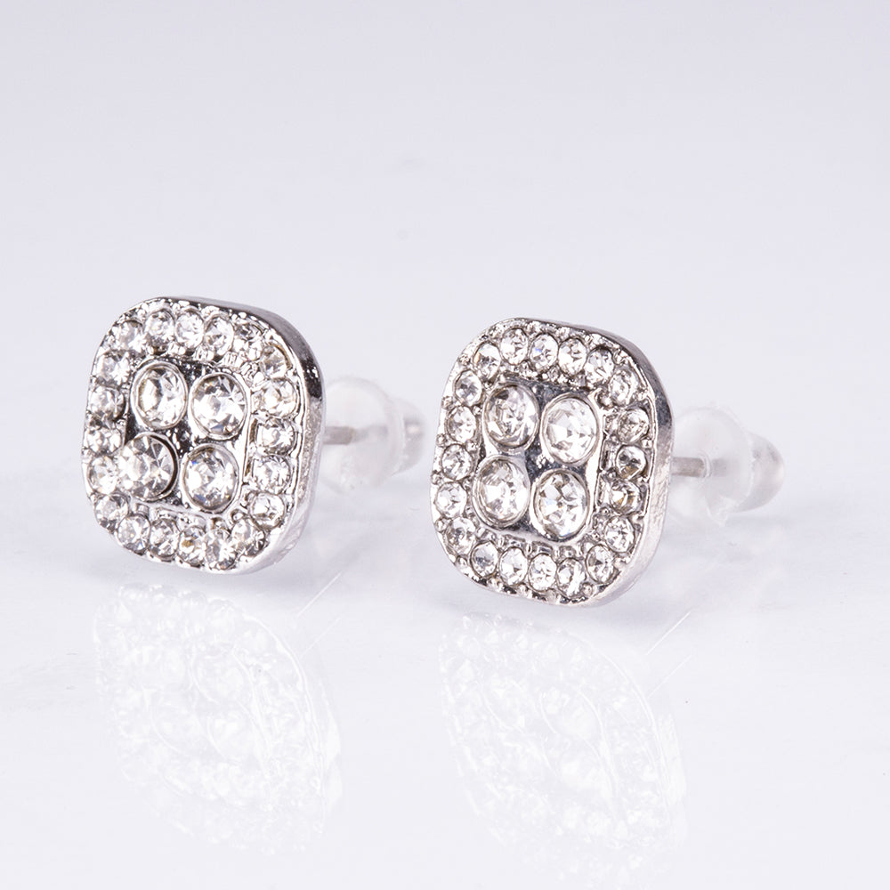 Conjunto de joyería Emporia de 5 piezas, de alta calidad y en tono plateado, presentado en una exclusiva caja de regalo con efecto piel (incluye reloj, pulsera, collar, pendientes y anillo, con cristal blanco Emporia). 4 