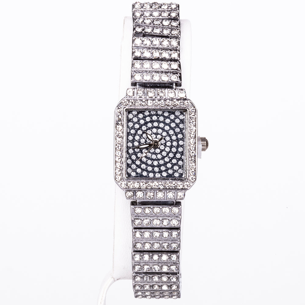 Conjunto de joyería Emporia de 5 piezas, de alta calidad y en tono plateado, presentado en una exclusiva caja de regalo con efecto piel (incluye reloj, pulsera, collar, pendientes y anillo, con cristal blanco Emporia).
