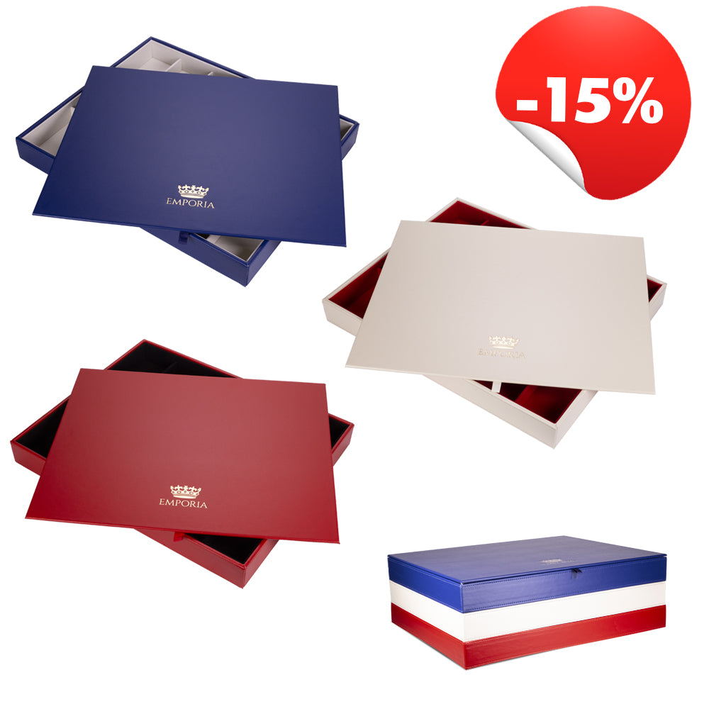 3 piezas Emporia Royal Joyero apilable de terciopelo con tapa, azul, rojo, beige, 15% de descuento 1 
