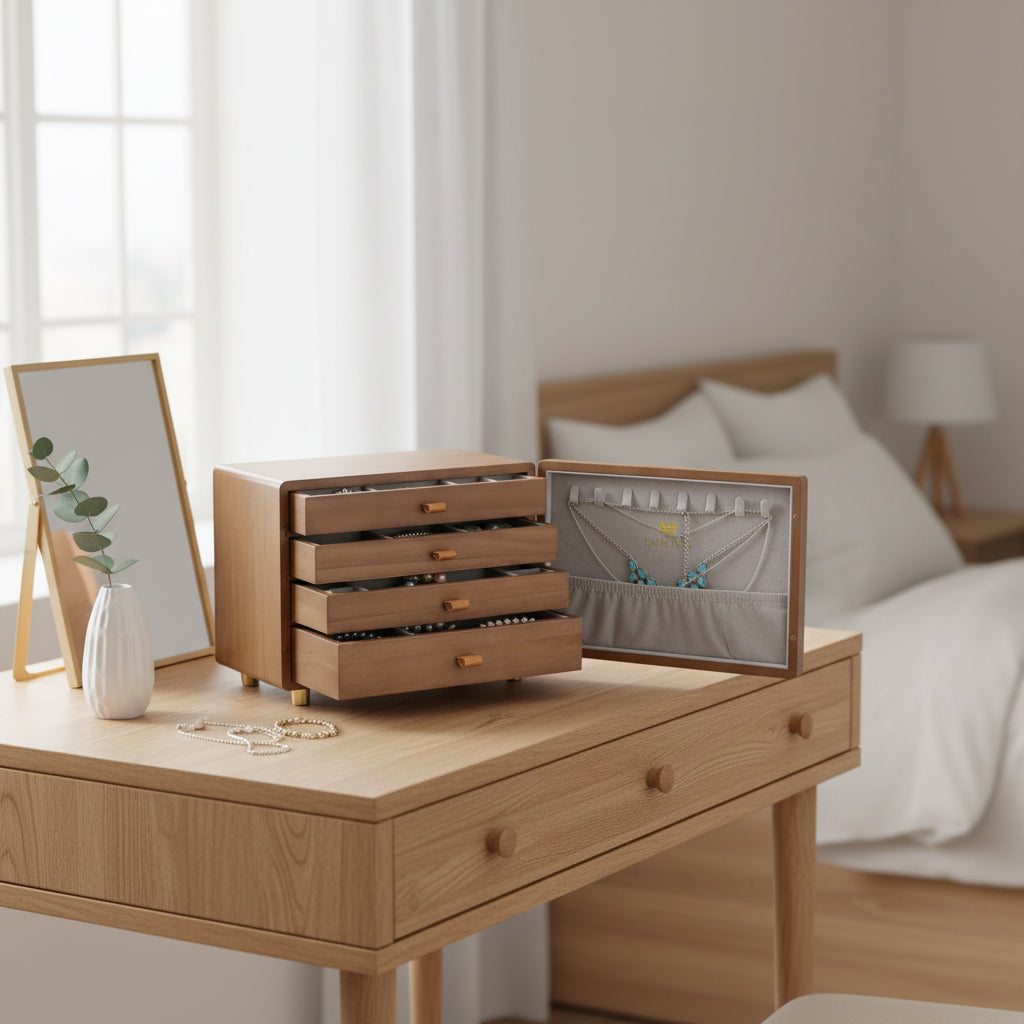 Mini cofre organizador de joyas con múltiples cajones Emporia 1 