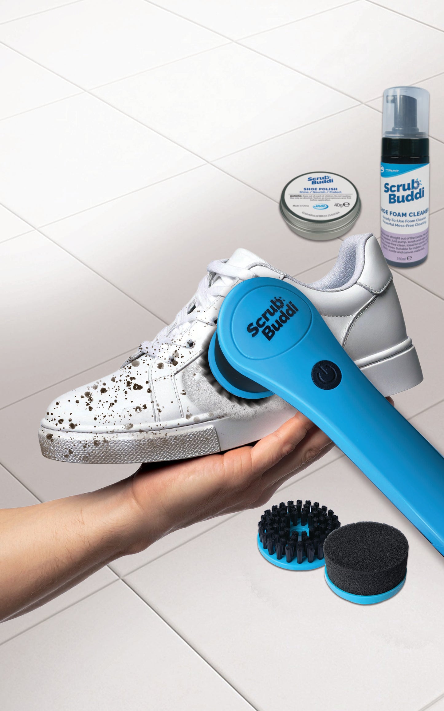 Limpiador de calzado eléctrico Scrub Buddi con 3 cabezales intercambiables