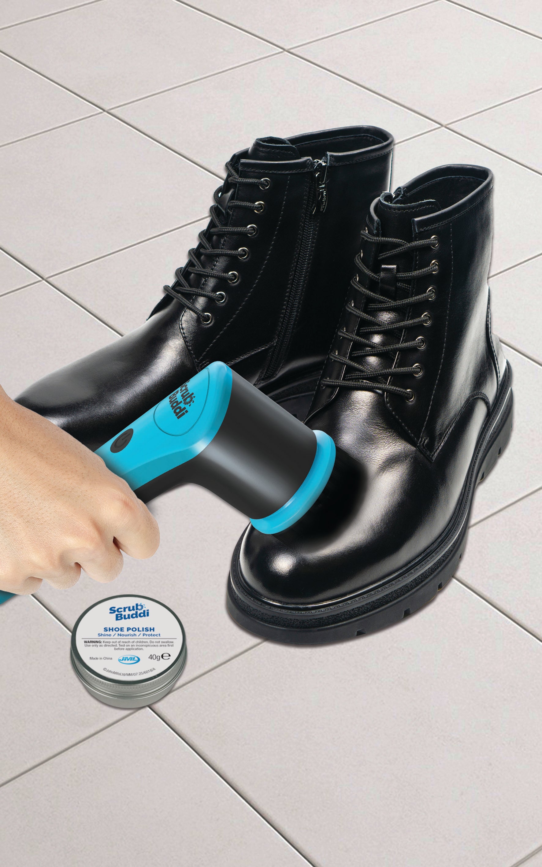 Limpiador de calzado eléctrico Scrub Buddi con 3 cabezales intercambiables 4 