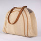 Bolso grande de paja con asas de piel sintética – 37 × 30 × 12 cm