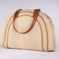 Bolso grande de paja con asas de piel sintética – 37 × 30 × 12 cm