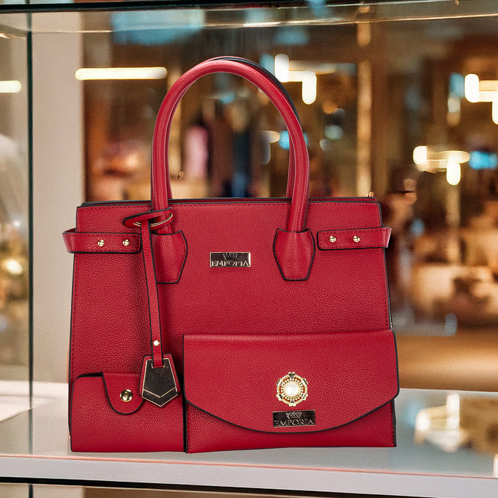 Colección Emporia de primavera 2025 - " Amanacer escarlata", Set de 3 bolsos; rojo 1 
