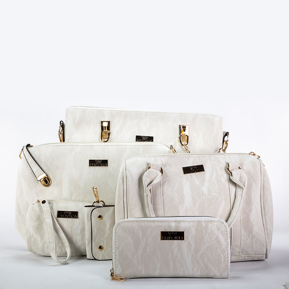 Colección Emporia de primavera 2025 - "Luna de marfil", Set de 6 bolsos: blanco