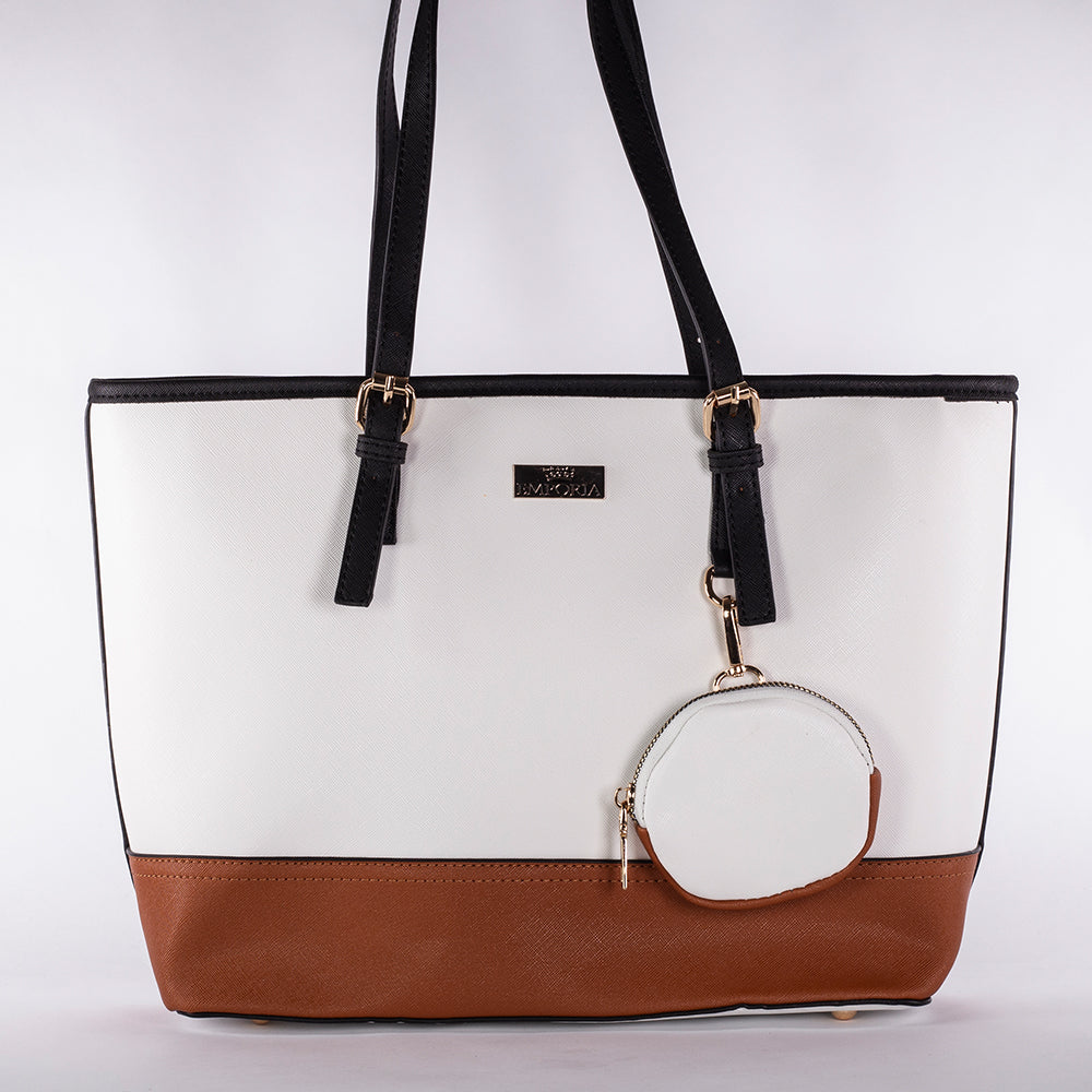 Colección Emporia de primavera 2025- " Luz de Luna moca", Set de 4 bolsos; blanco 4 