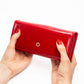Cartera de privacidad con clave secreta de acceso para mujer. Color: negro y rojo
